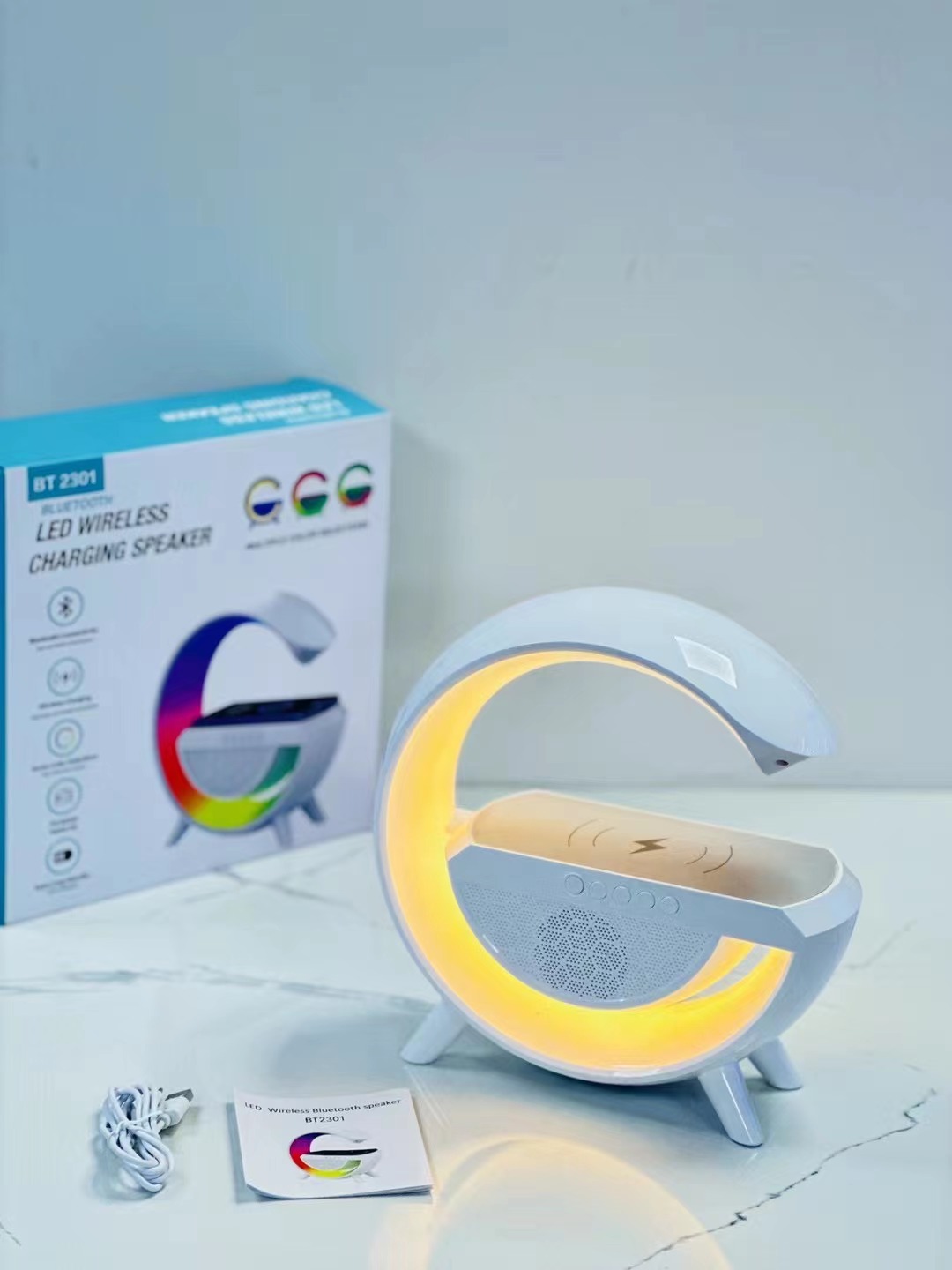 wireless rainbow light speaker/charger 2in1 - Ezzylive